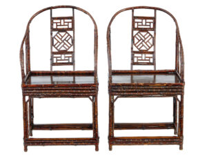 PAIR OF 19TH CENTURY BAMBOO CANEWORK CHINESE CHAIRS