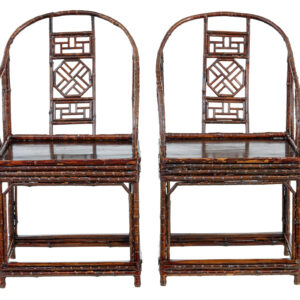 PAIR OF 19TH CENTURY BAMBOO CANEWORK CHINESE CHAIRS