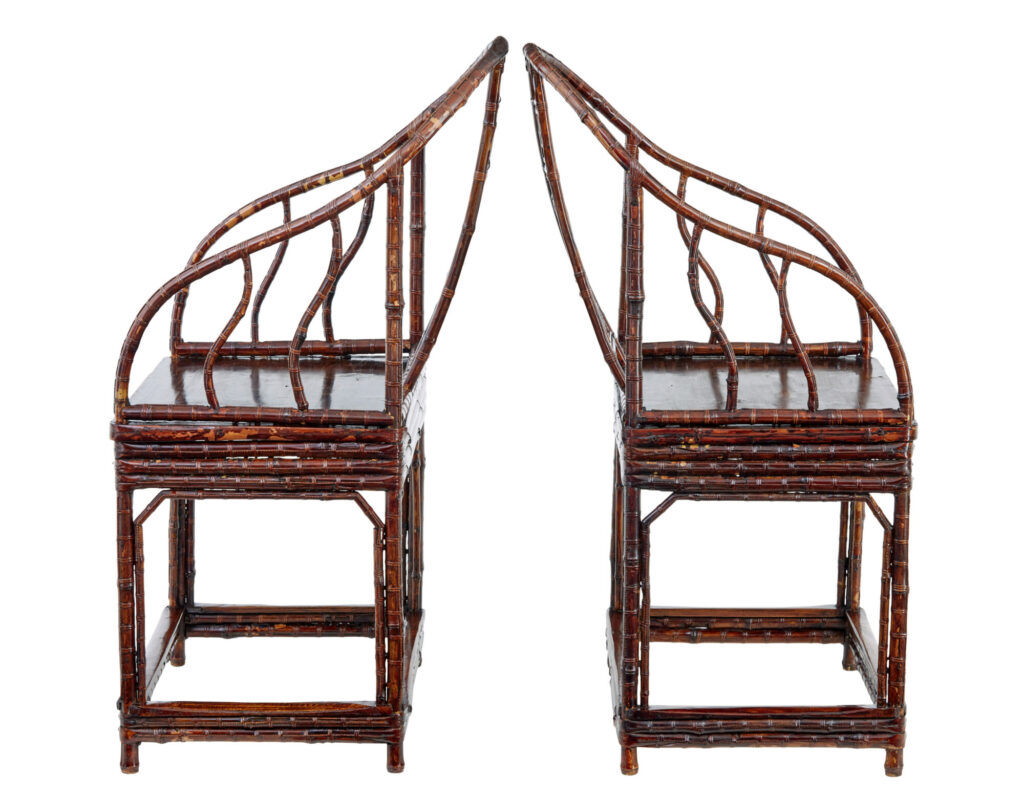 Pair of 19th Century Bamboo Canework Chinese Chairs — image 3