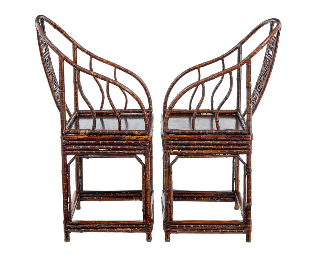 Pair of 19th Century Bamboo Canework Chinese Chairs — image 2