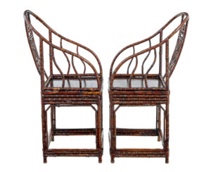 Pair of 19th Century Bamboo Canework Chinese Chairs — thumbnail 2