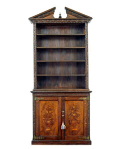 19TH CENTURY INLAID OAK ARCHITECTURAL CABINET BOOKCASE