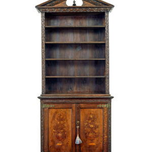 19TH CENTURY INLAID OAK ARCHITECTURAL CABINET BOOKCASE