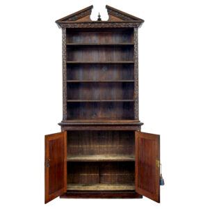 19th Century Inlaid Oak Architectural Cabinet Bookcase — thumbnail 9