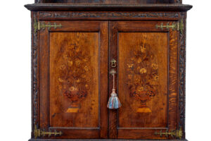 19th Century Inlaid Oak Architectural Cabinet Bookcase — thumbnail 5