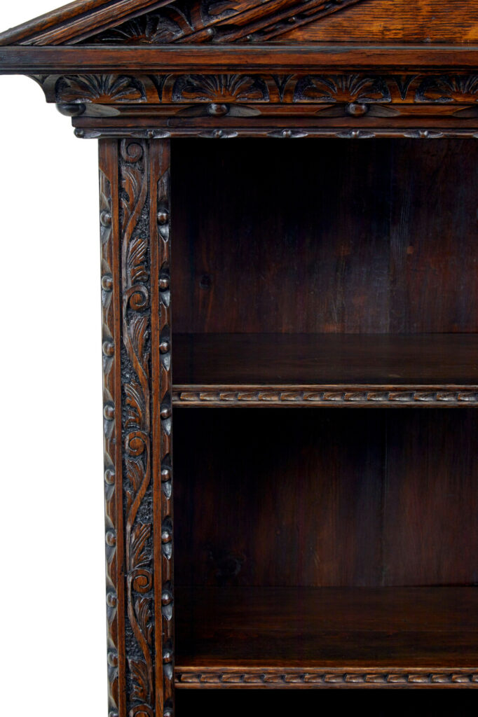 19th Century Inlaid Oak Architectural Cabinet Bookcase — image 2