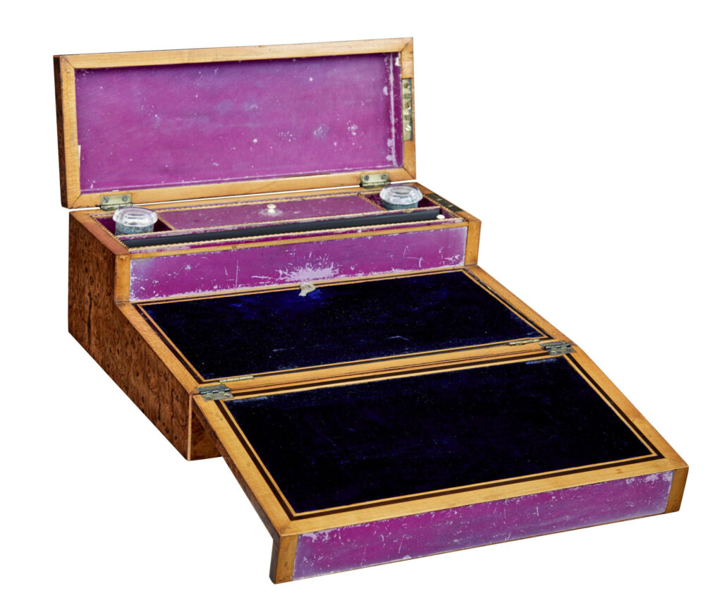 19th Century Victorian Burr Walnut Desk Top Writing Slope — image 9
