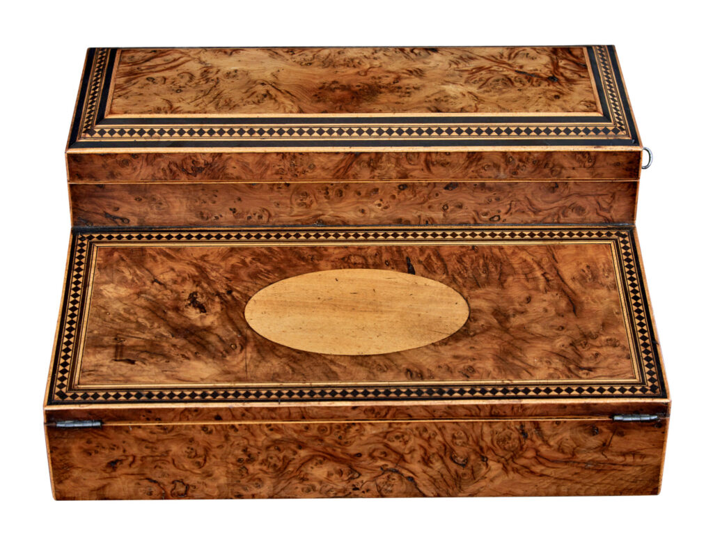 19th Century Victorian Burr Walnut Desk Top Writing Slope — image 2