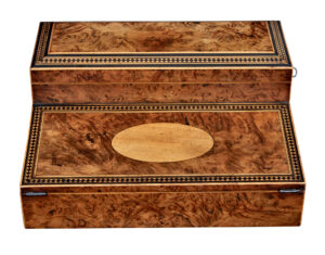 19th Century Victorian Burr Walnut Desk Top Writing Slope — thumbnail 2