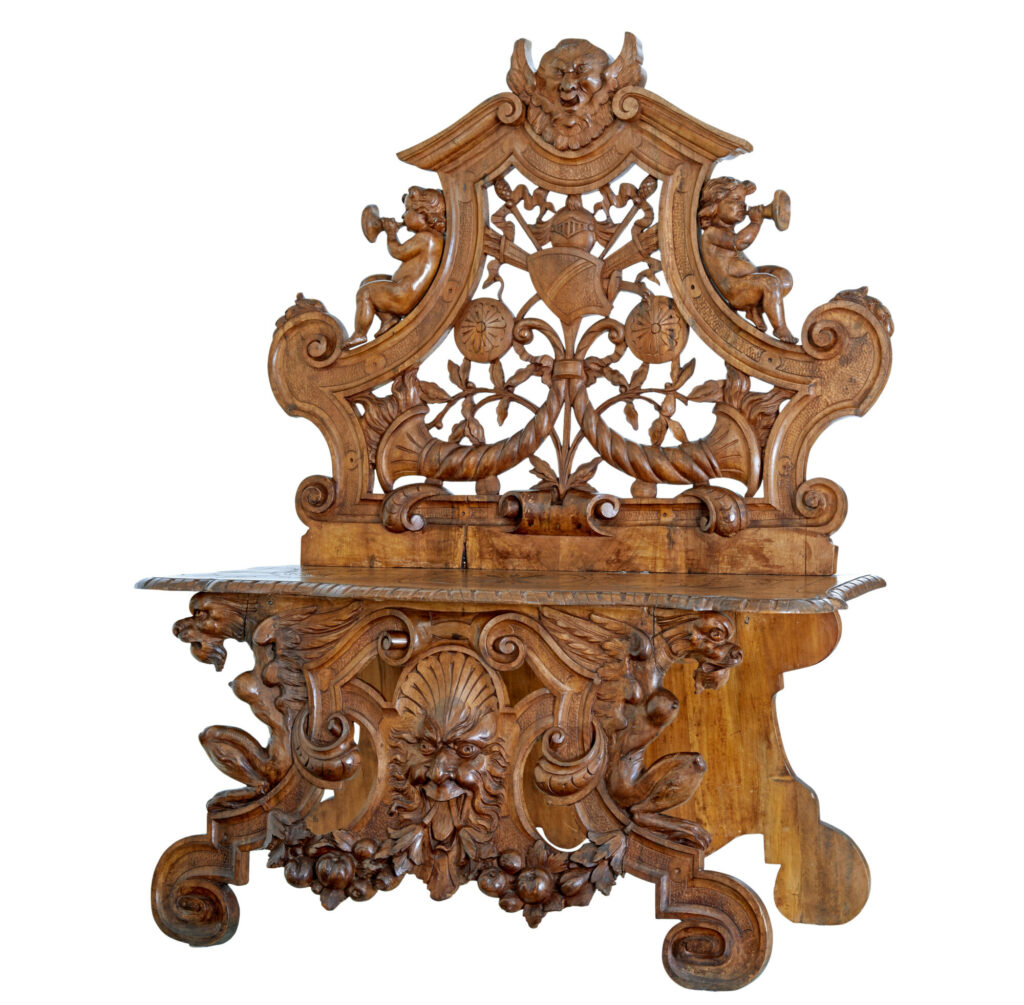 19th Century Carved Flemish Walnut Decorative Chair