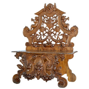 19TH CENTURY CARVED FLEMISH WALNUT DECORATIVE CHAIR