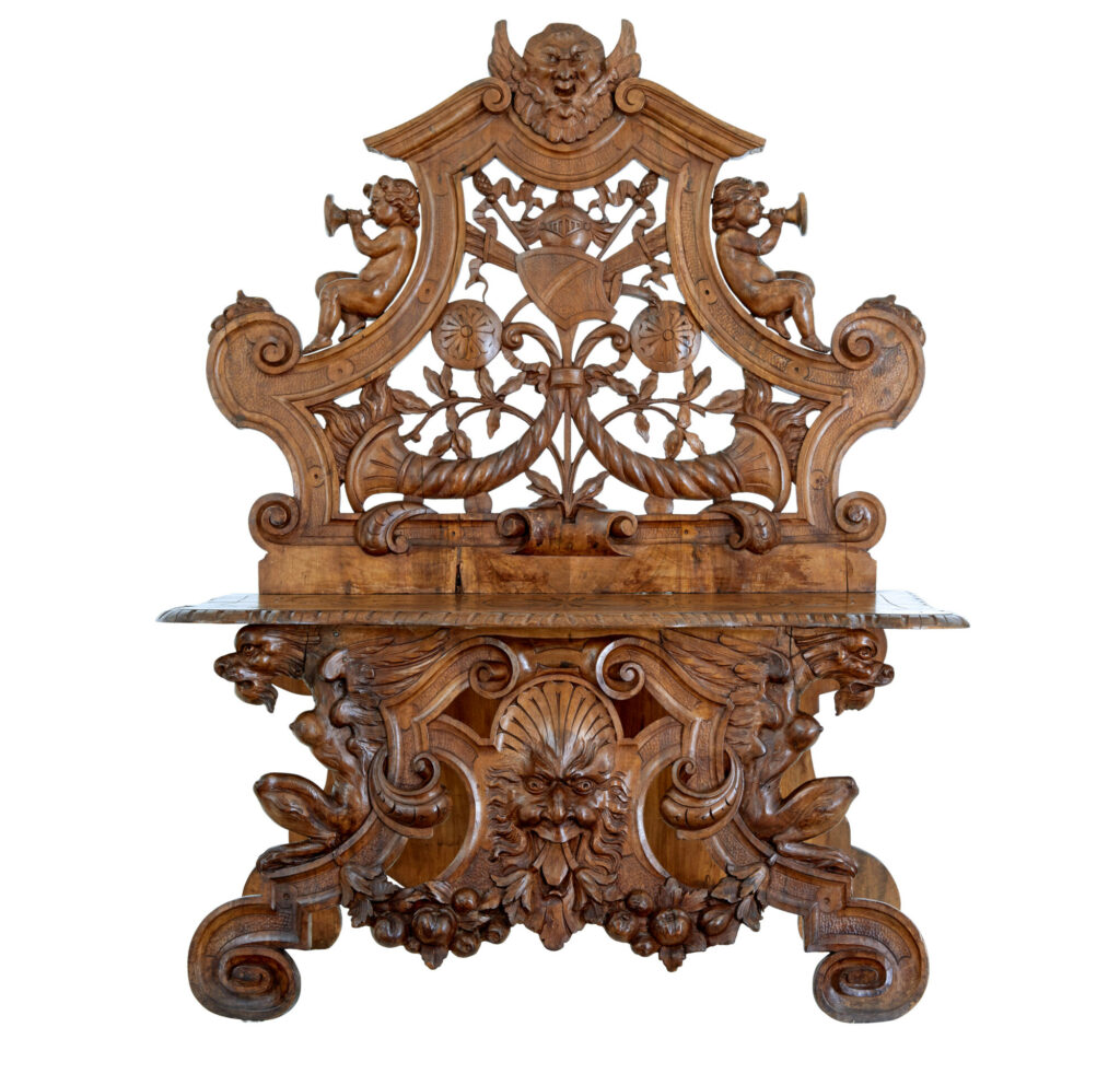 19th Century Carved Flemish Walnut Decorative Chair — image 12