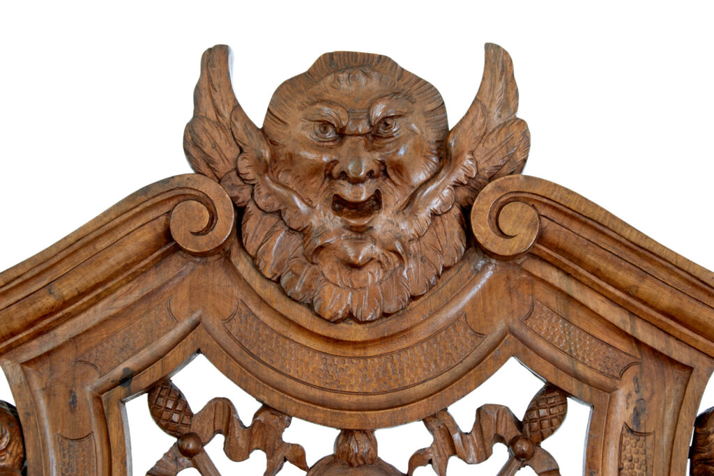 19th Century Carved Flemish Walnut Decorative Chair — image 8
