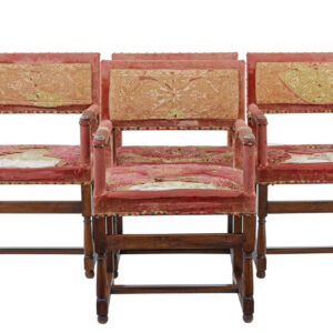 SET OF 4 19TH CENTURY WALNUT CORONATION ARMCHAIRS