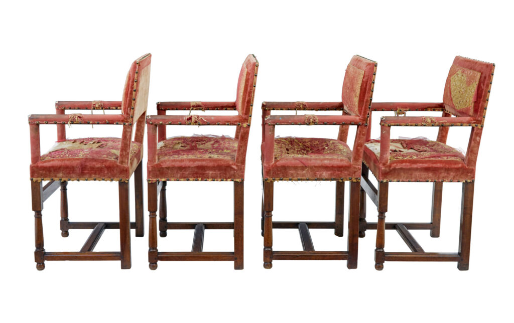 Set of 4 19th Century Walnut Coronation Armchairs — image 9