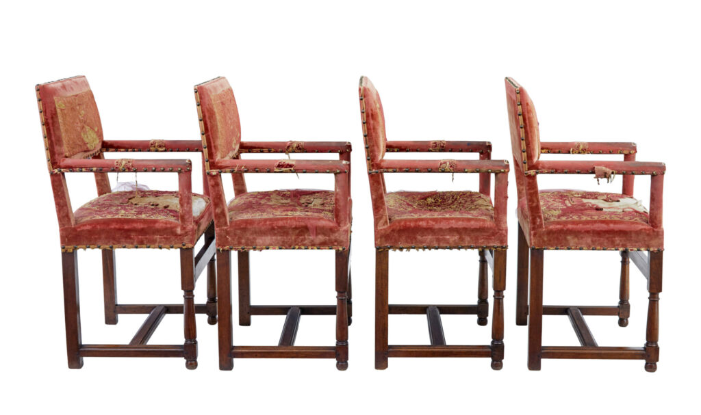 Set of 4 19th Century Walnut Coronation Armchairs — image 8