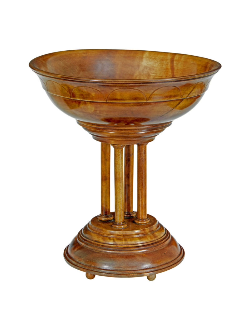 19th Century Italian Carved Walnut Tazza