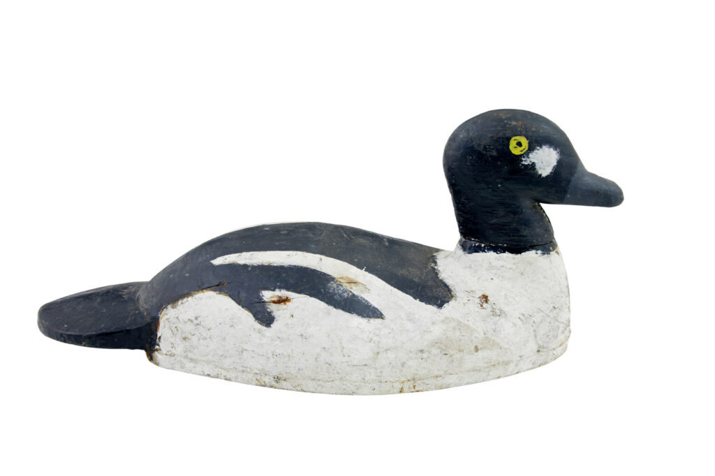Early 20th Century Carved Hand Painted Decoy Duck — image 6