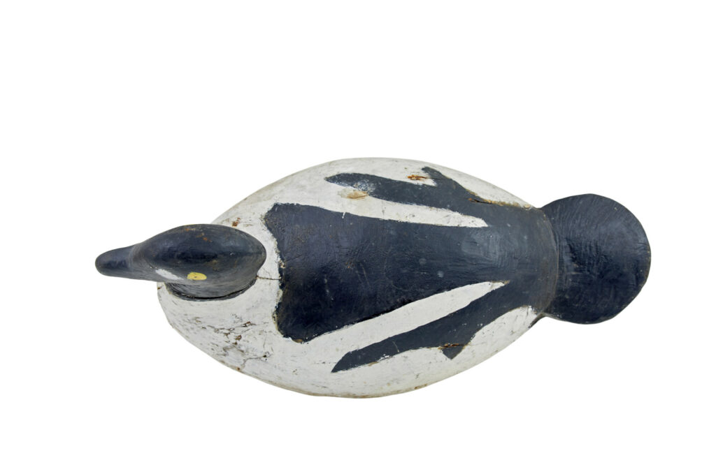 Early 20th Century Carved Hand Painted Decoy Duck — image 2