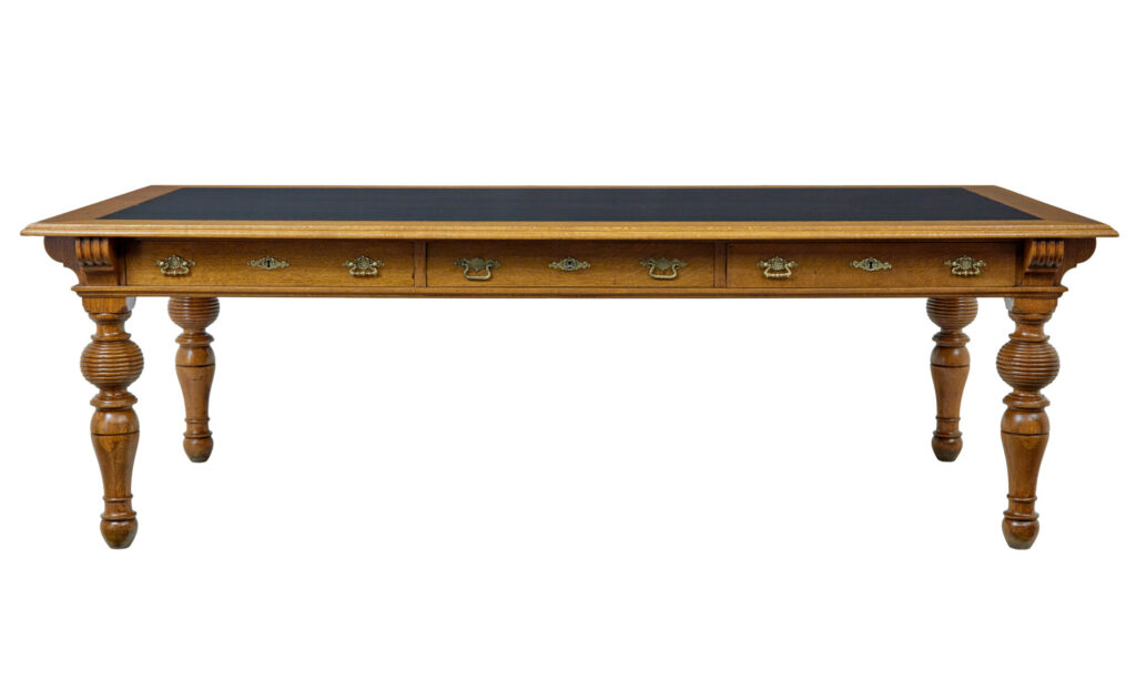 Large 19th Century Carved Oak Library Table — image 9