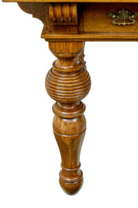 Large 19th Century Carved Oak Library Table — thumbnail 3