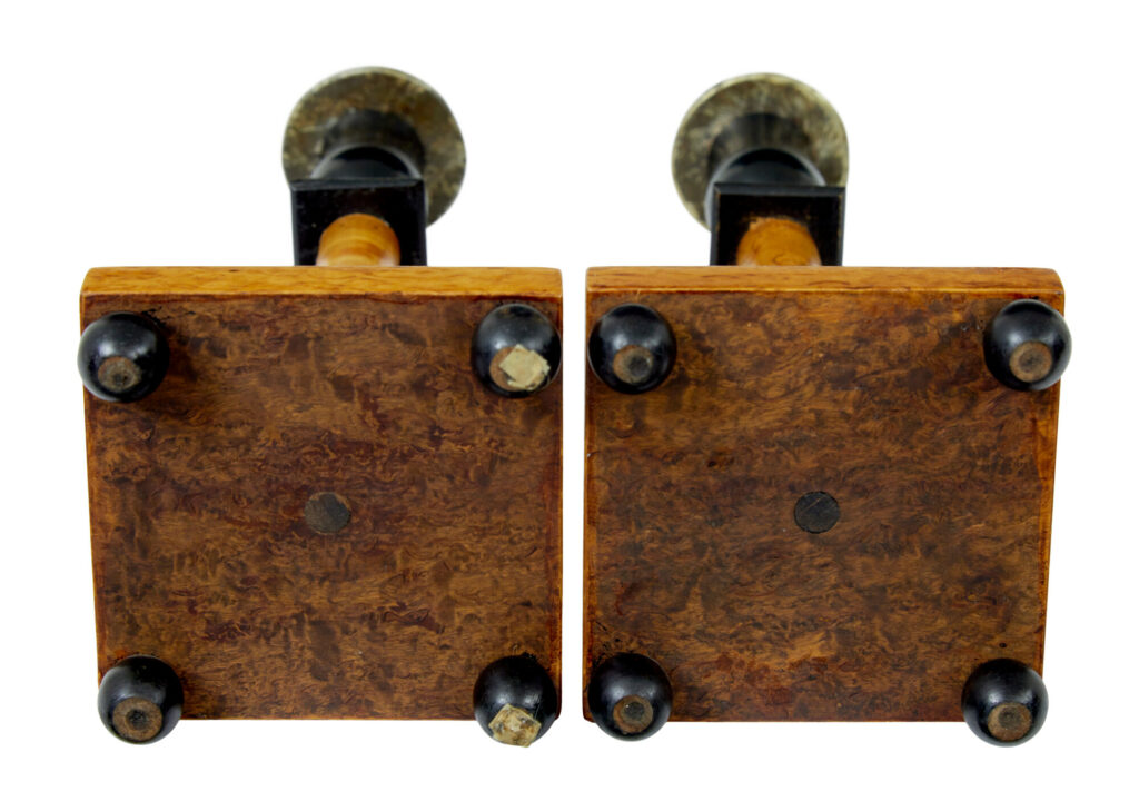 Pair of Swedish 19th Century Karl Johan Masur Birch Candlesticks — image 2
