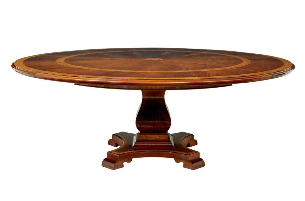 7 Foot Round Inlaid Jupe Extending Dining Table