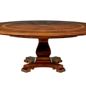 7 FOOT ROUND INLAID JUPE EXTENDING DINING TABLE