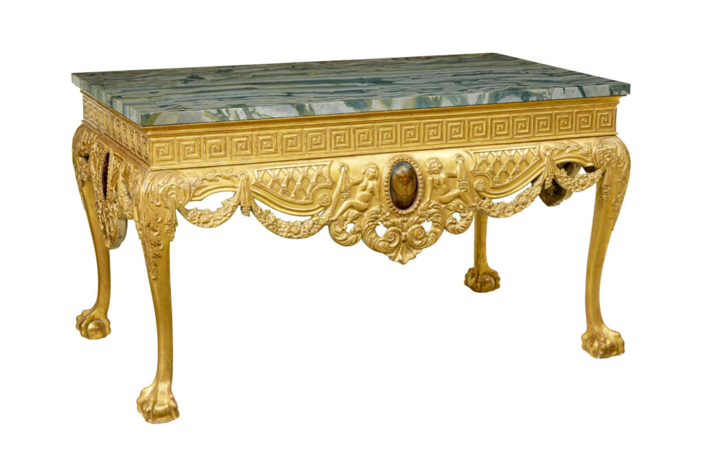 19th Century George Ii Influenced Marble Top Center Table