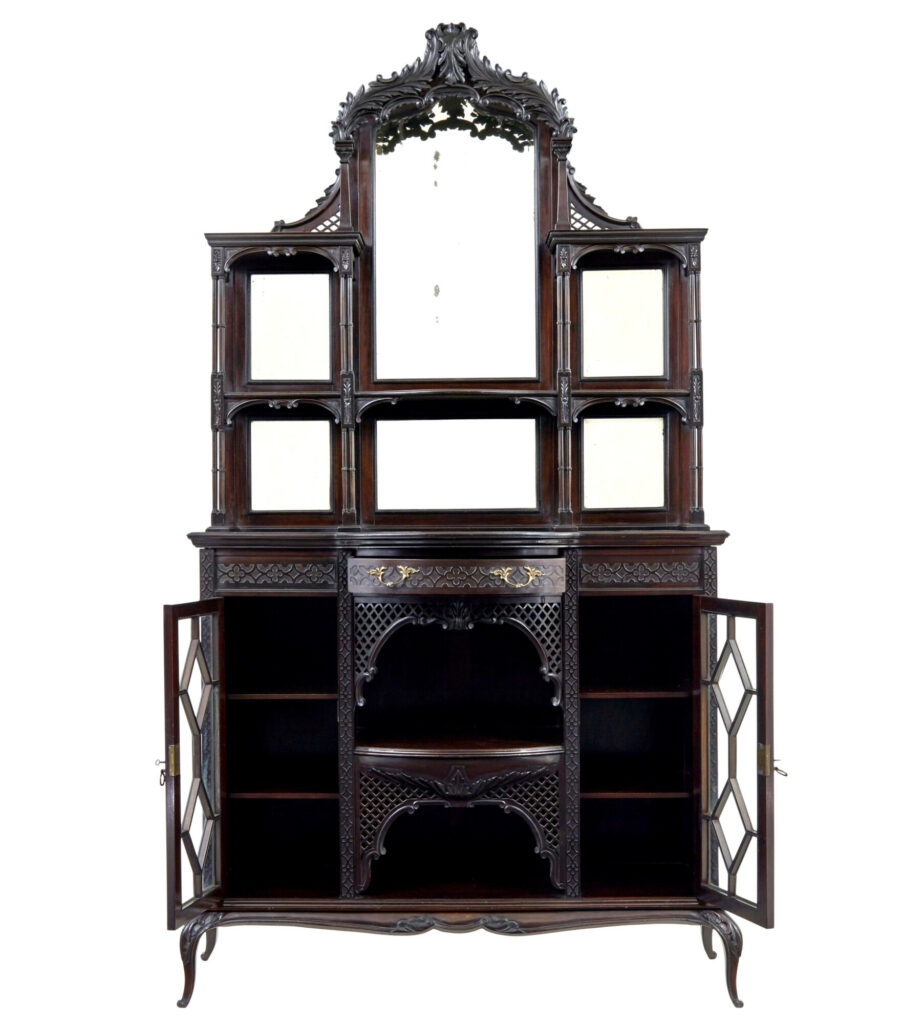 Edwardian Chippendale Revival Carved Mahogany Cabinet — image 6