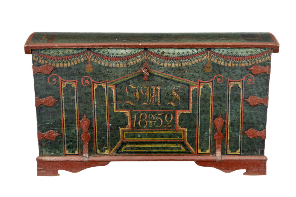 Mid 19th Century Hand Painted Swedish Oak Coffer