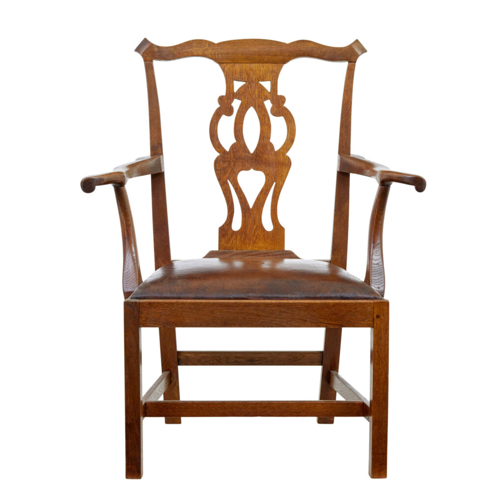 19th Century Shepherds Crook Oak Armchair — image 8