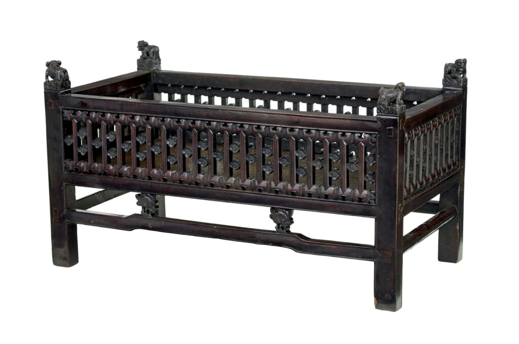 19th Century Chinese Lacquered Childs Bed