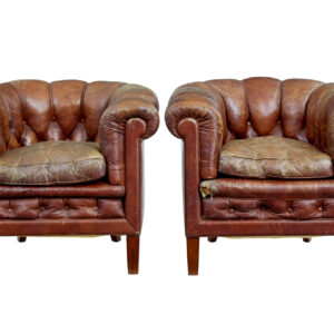 PAIR OF EARLY 20TH CENTURY LEATHER LOUNGE ARMCHAIRS