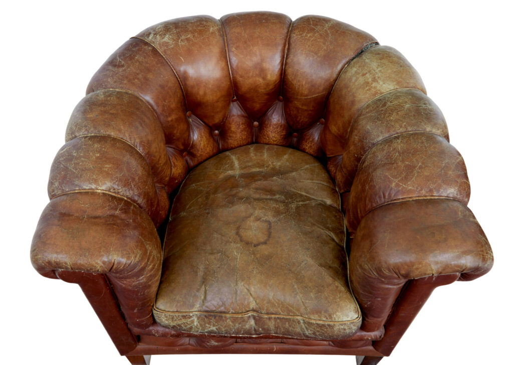 Pair of Early 20th Century Leather Lounge Armchairs — image 5