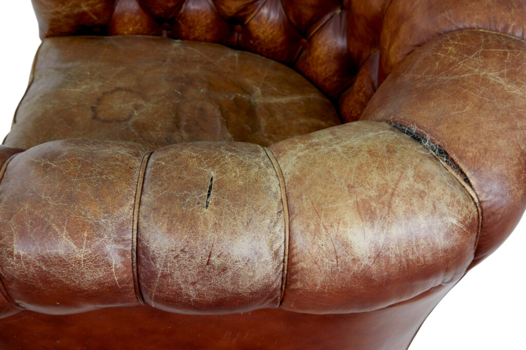 Pair of Early 20th Century Leather Lounge Armchairs — image 4