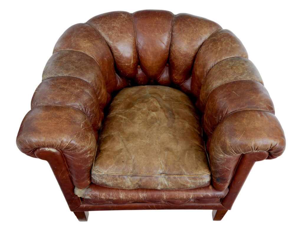 Pair of Early 20th Century Leather Lounge Armchairs — image 3