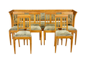 SWEDISH 19TH CENTURY 7 PIECE BURR BIRCH LIVING ROOM SUITE