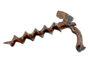RARE 19TH CENTURY DECORATIVE CARVED TREEN CORKSCREW