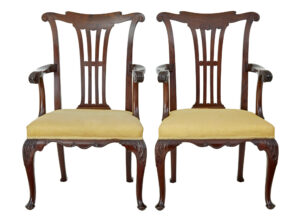 PAIR OF 19TH CENTURY CHIPPENDALE DESIGN MAHOGANY ARMCHAIRS
