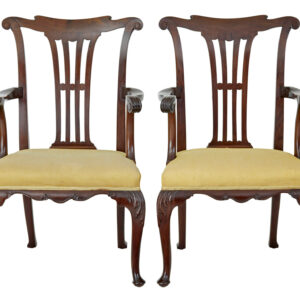 PAIR OF 19TH CENTURY CHIPPENDALE DESIGN MAHOGANY ARMCHAIRS