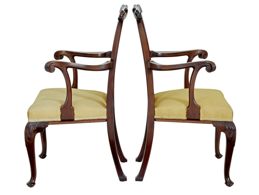Pair of 19th Century Chippendale Design Mahogany Armchairs — image 4