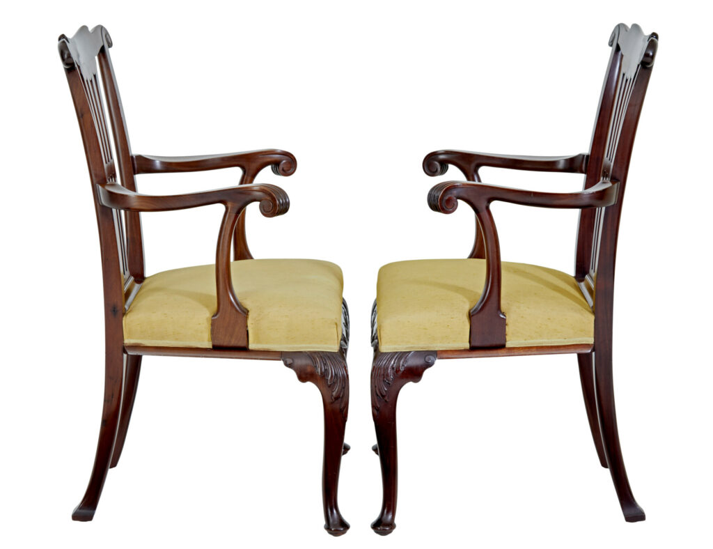 Pair of 19th Century Chippendale Design Mahogany Armchairs — image 3
