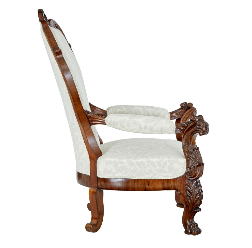 Mid 19th Century Carved Walnut Armchair — image 9