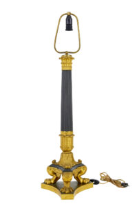 LARGE 19TH CENTURY FRENCH EMPIRE BRONZE ORMOLU TABLE LAMP