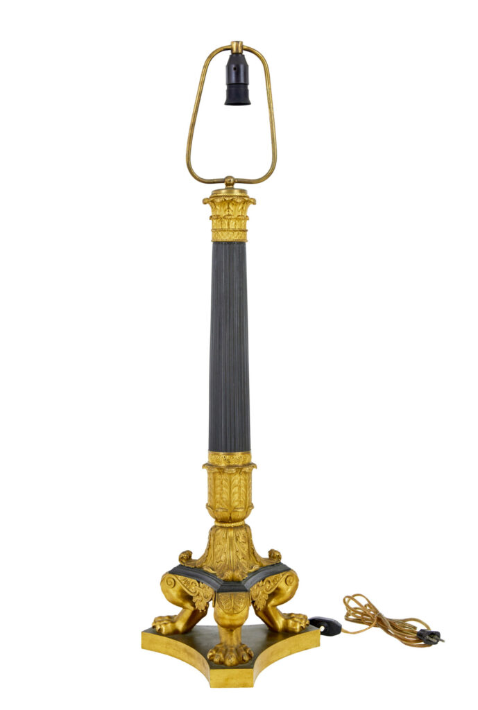 Large 19th Century French Empire Bronze Ormolu Table Lamp — image 1