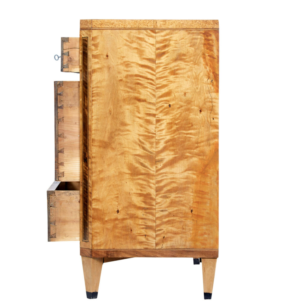 Swedish Biedermeier 19th Century Inlaid Birch Chest of Drawers — image 2