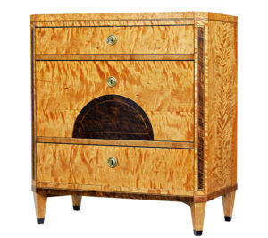 SWEDISH BIEDERMEIER 19TH CENTURY INLAID BIRCH CHEST OF DRAWERS