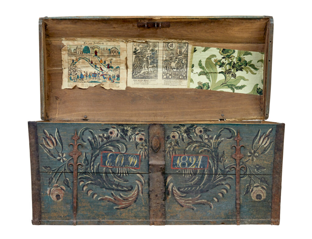 19th Century Swedish Hand Painted Dome Top Coffer — image 11