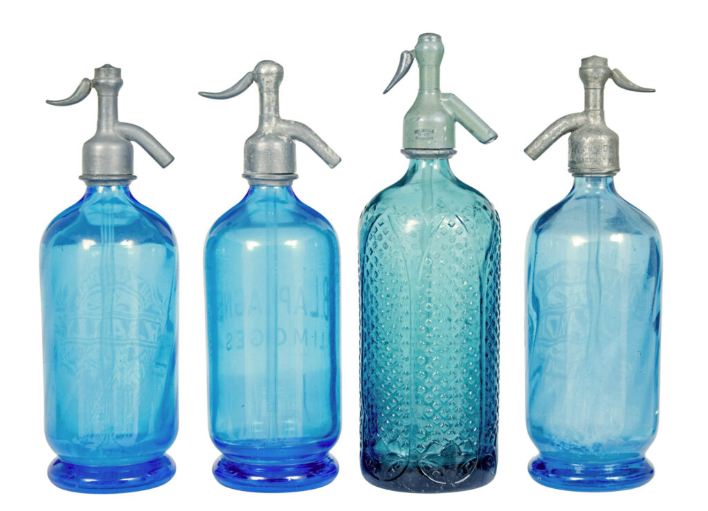 Collection of 4 French Art Deco Etched Glass Soda Syphons — image 10